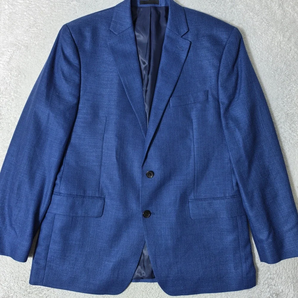 Lauren‎ Ralph Lauren Sport Coat Mens 43R Blue Linen Blend 2 Button Blazer